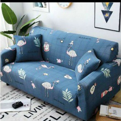 COVER SOFA SEATER sarung sofa elastis stretch elastic good- FLAMINGGO BLUE  god