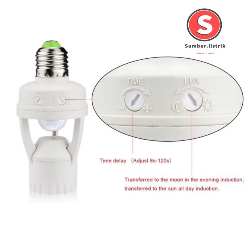 Smart Fitting E27 Lampu Bohlam Motion Sensor Gerak Otomatis Nyala