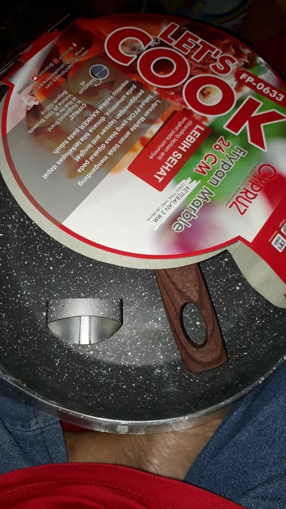 Fp0633 26cm Cypruz Fry Pan Kayu Marble Teflon Induksi