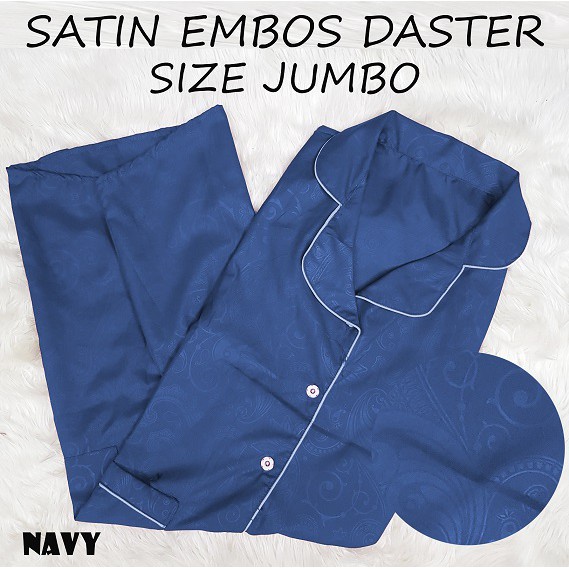 HipNop SATIN DASTER EMBOS JUMBO BAJU TIDUR WANITA DASTER CEWE CEWEK SLEEPWEAR BIG SIZE