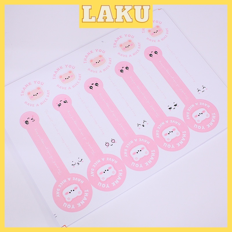 

LAKU 100PCS/PACK Sticker Thank You Have A Nice Day Cute Pink Pastel / Stiker Label Olshop / Packaging Sticker Box