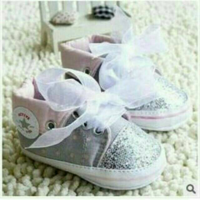 Sepatu Prewalker Converse Glitter Silver