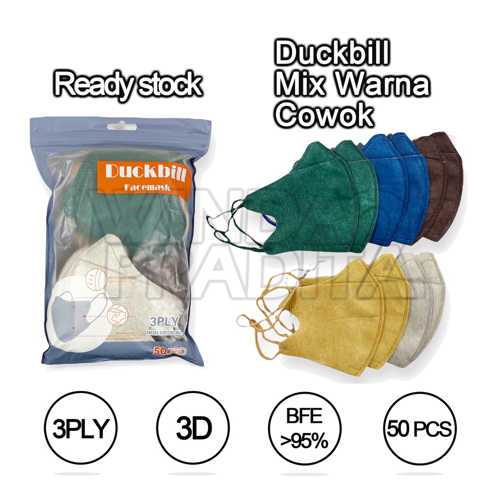 Masker Duckbill Duckbil 50 Pcs Mix Warna Warni  Face Mask-3