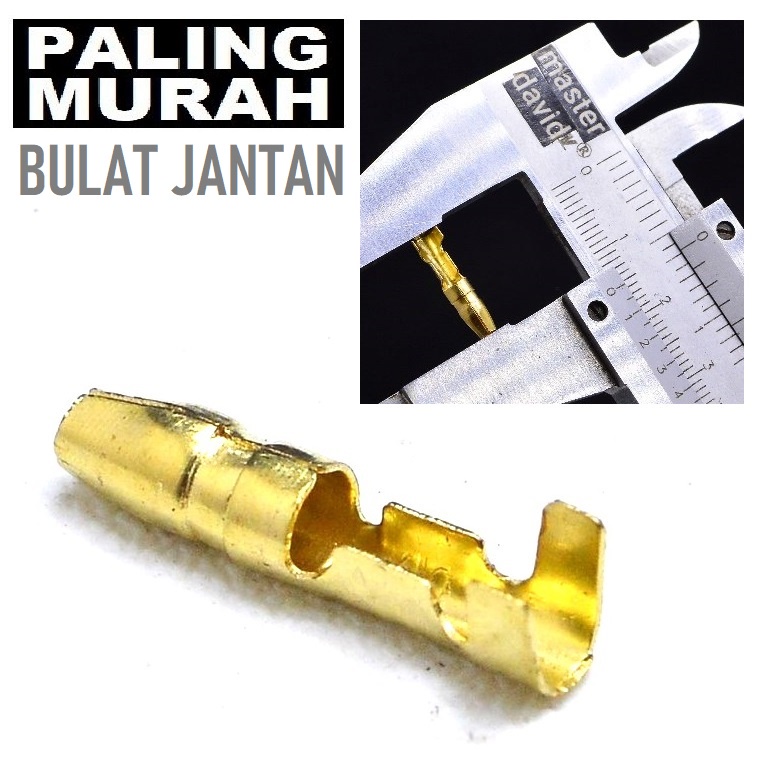 Terminal Bulat Jantan Skun Aki Scun Klem Kuningan Male Kabel Soket Socket Cewek Jejeran Motor