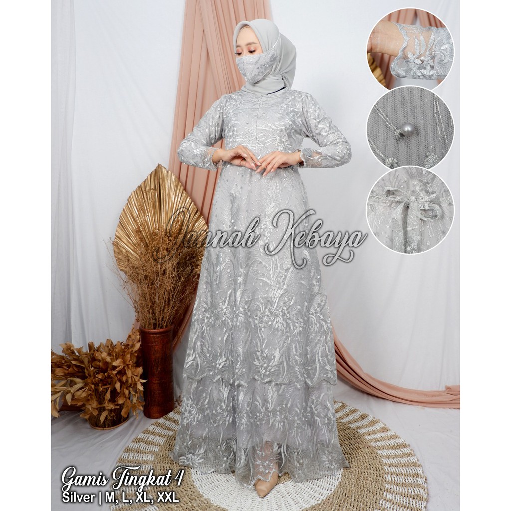 JAN&gt; GAMIS MODERN / GAMIS TINGKAT / GAMIS TULLE BORDIR MUTIARA / BAJU GAMIS MODERN / OUTFIT PESTA