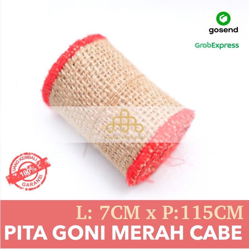 Pita Goni Merah Cabe 7x115 CM - Pita Dekorasi Ruangan - Pita Besek - Alas Hampers