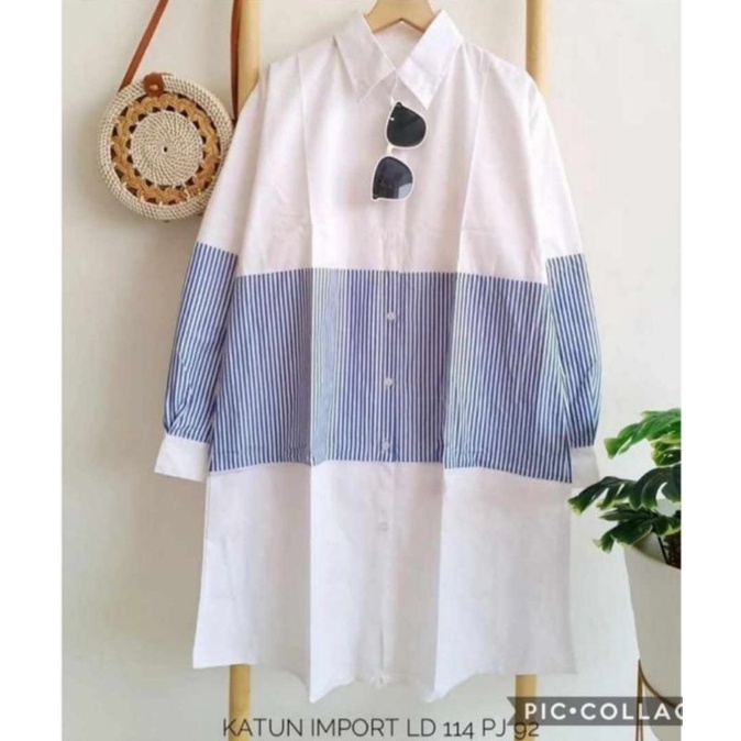 SEVEN.CLOTH TUNIK KOMBINASI KOTAK BURBERRY'S  KUALITAS IMPORT / PAKAIAN WANITA
