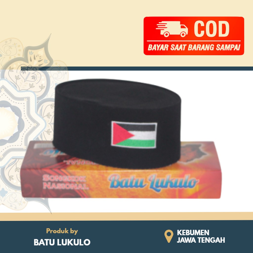 Kopiah Peci Songkok Hitam Palestina Bordir Anak Dewasa Original Murah