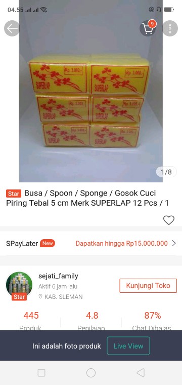 Busa / Spoon / Sponge / Gosok Cuci Piring Tebal 5 Cm Merk Superlap 12 Pcs / 1 Lusin | Sejati Family
