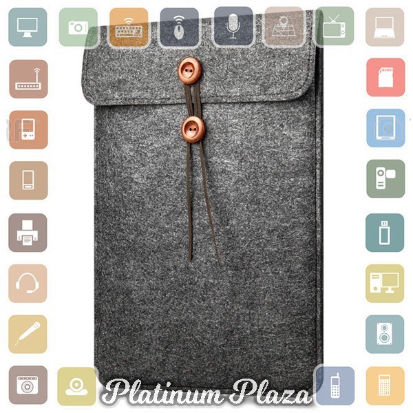 Felt Button Style Sleeve Case Laptop Ultrabook 11 Inch - Dark Gray`EG4UA0-