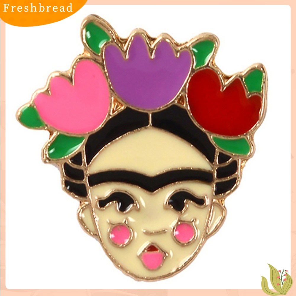 [ TERLARIS]Cartoon Enamel Frida Kahlo Mexican Badge Collar Brooch Pin Clothes Jewelry 