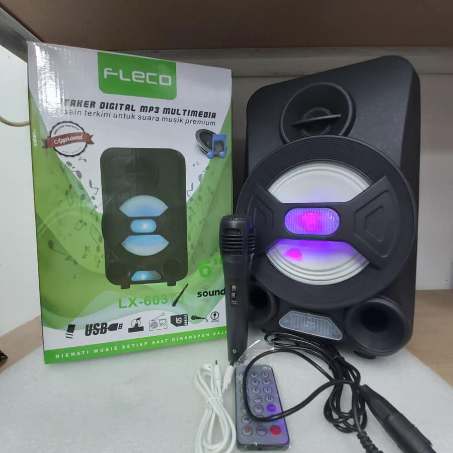 Speaker Bluetooth Karaoke Fleco 6,5 Inch LX 603 Speaker Digital MP3 BONUS REMOTE &amp; MICROPHONE