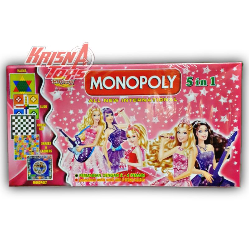 MAINAN ANAK MONOPOLY 5 IN 1/ULAR TANGGA/HALMA/LUDO/CATUR Murah