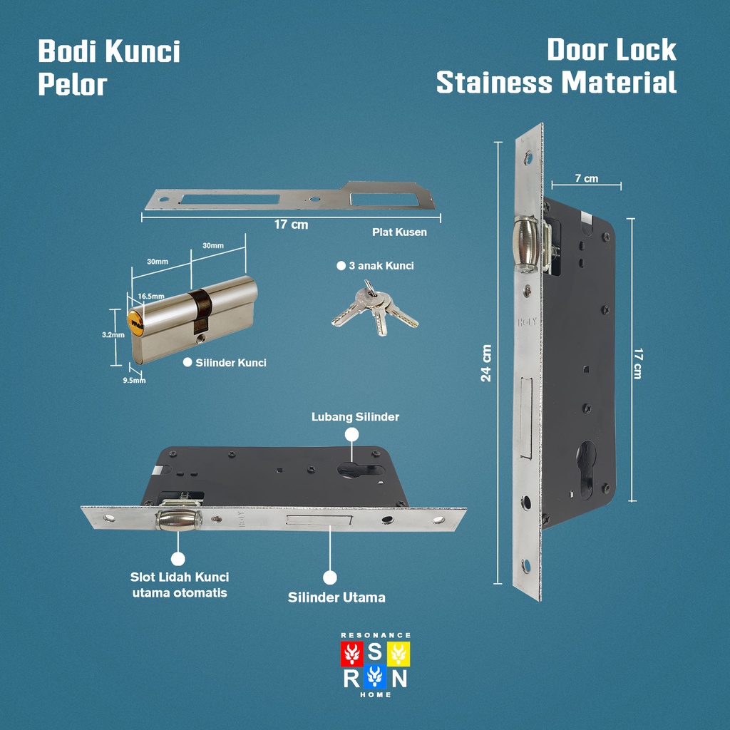 Bodi Pelor Pintu Besar Stainless / Kunci Body Pintu Rumah Resonance Home