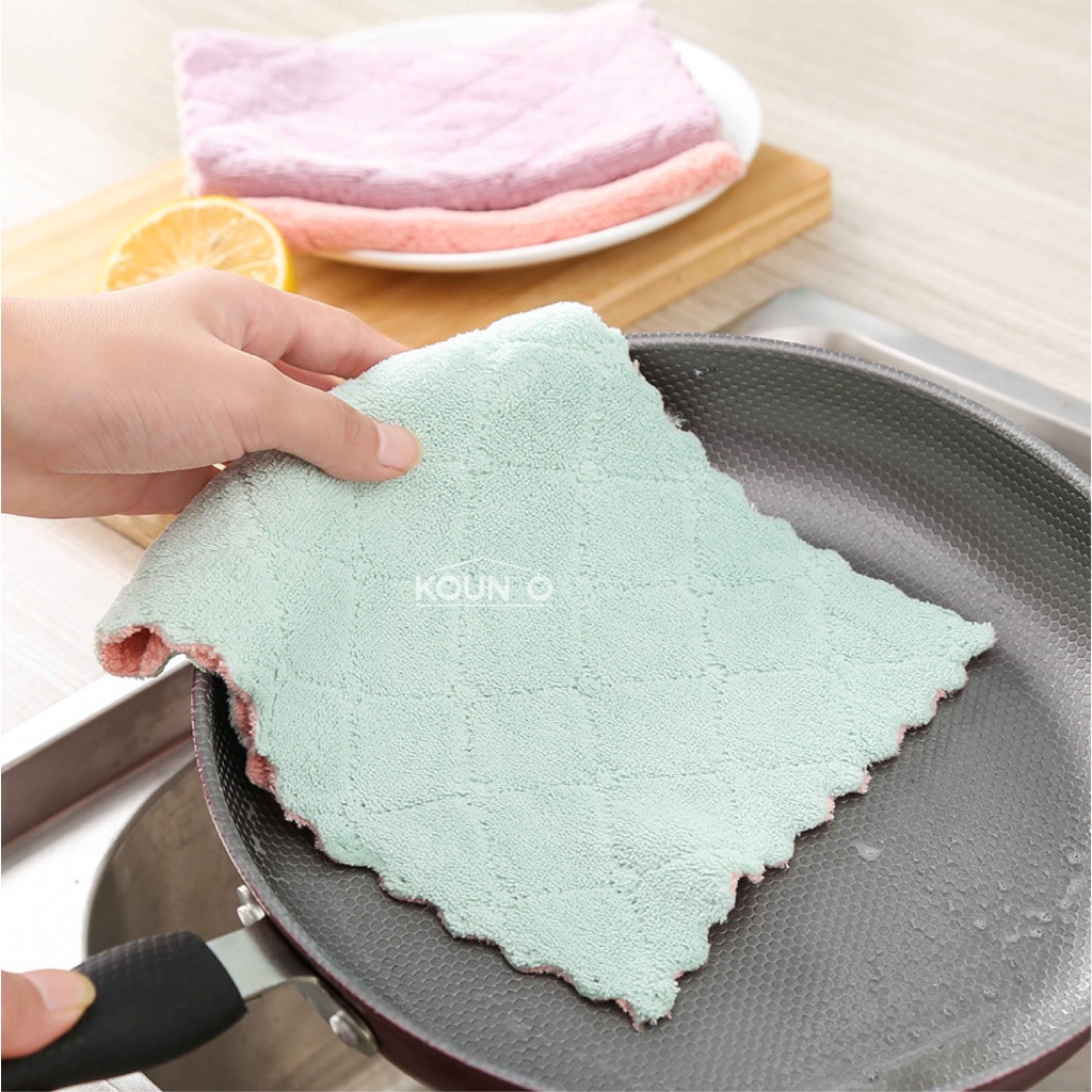 Kain Lap Microfiber Dapur Anti Minyak Lap Piring Kompor Serbet Dapur Serbaguna Lap Mikrofiber