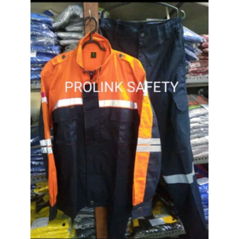 SETELAN BAJU SEMI JAKET ORANYE CELAN DONGKER FREE LOGO L3 BENDERA