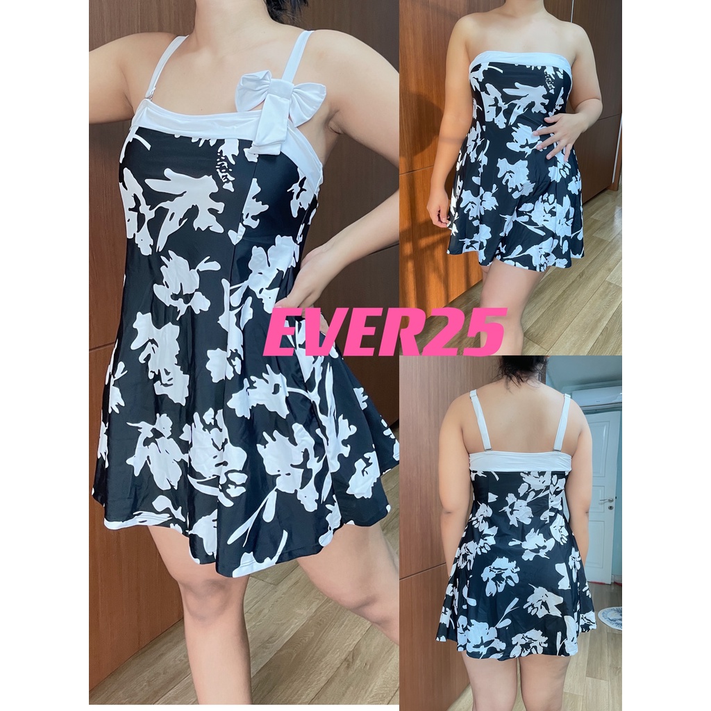 baju renang wanita hitam rok dewasa swimdress big size one piece