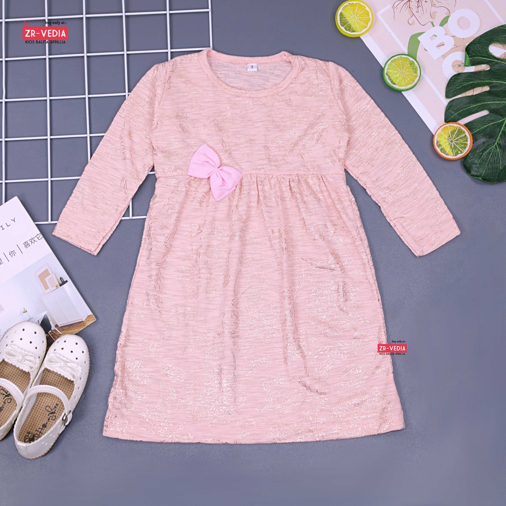 Dress Adelia 1-7 Tahun / Baju Balita Dres Anak Perempuan Lengan Panjang Motif Etnik Bahan Adem