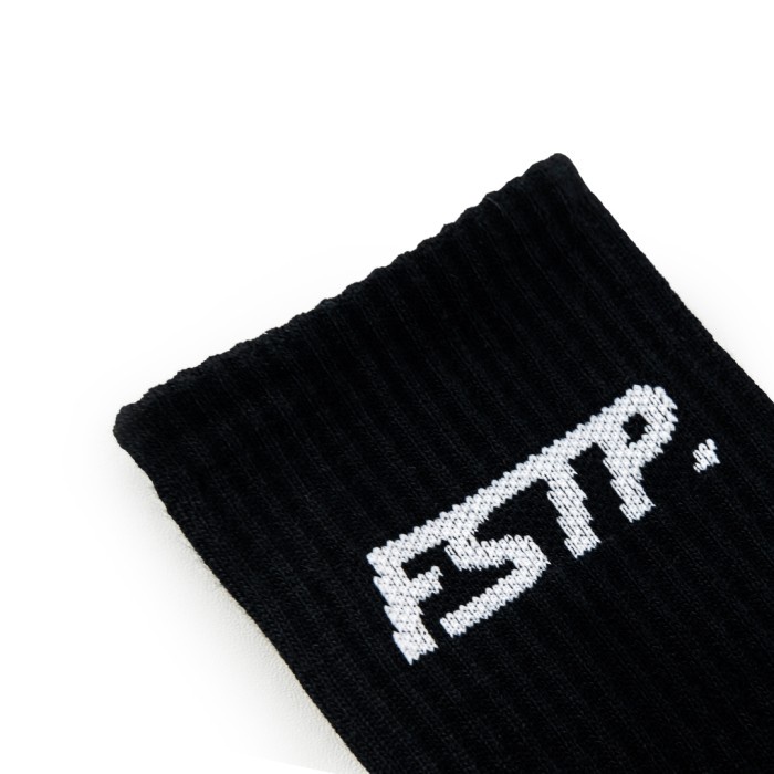 Kaos Kaki Fashion Hitam Putih Footstep Footwear - Bold Black Socks