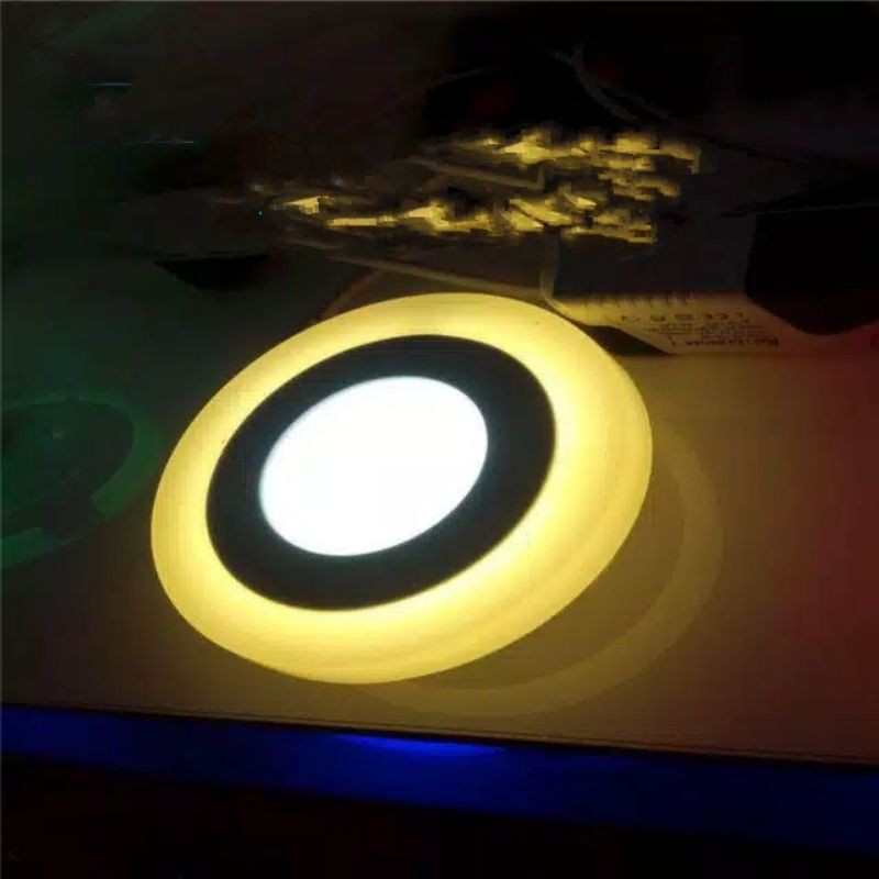 DOWNLIGHT LED PANEL 2 WARNA 3+3 WATT BULAT  TENGAH PUTIH