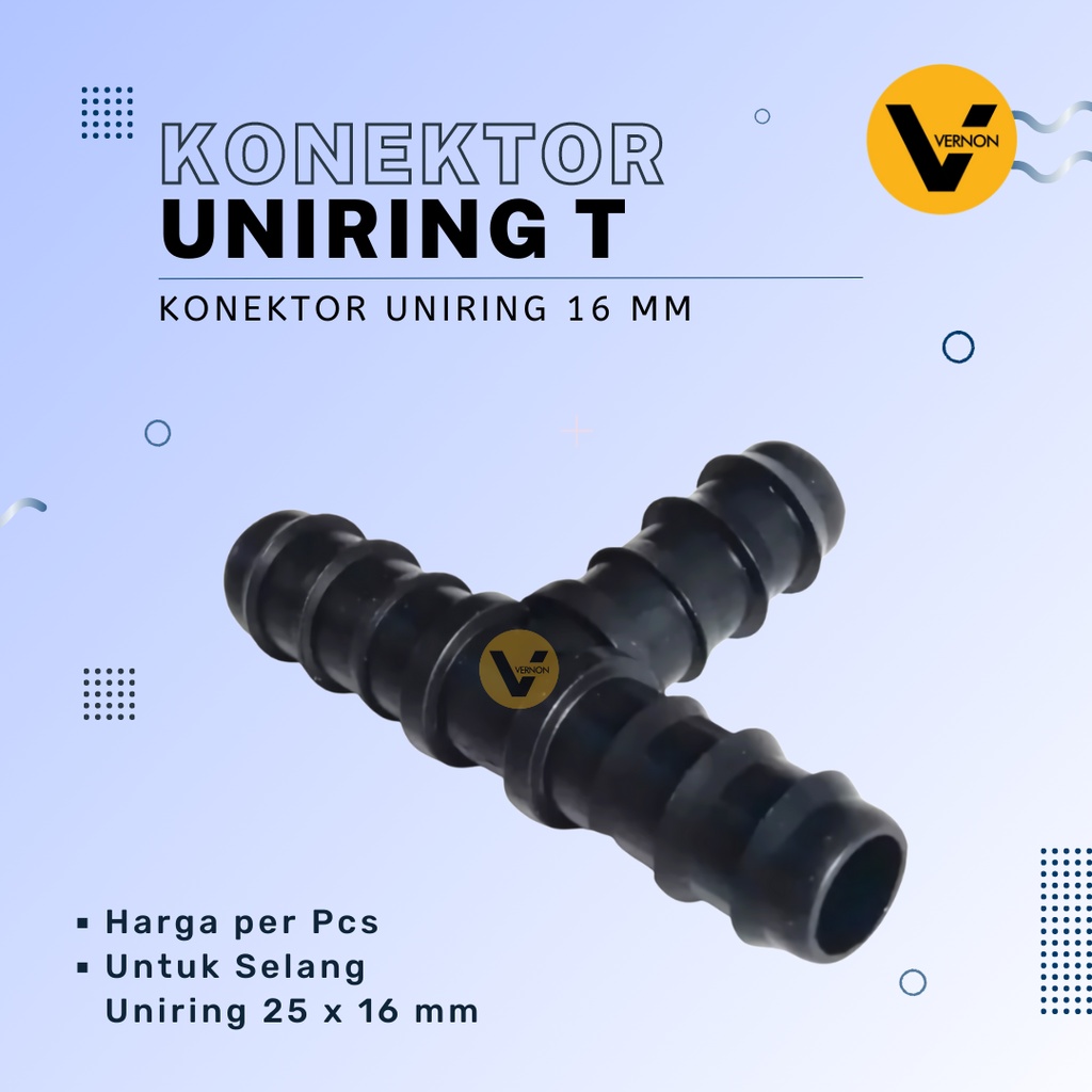 Pipa Konektor Uniring T Sambungan Selang 16 mm