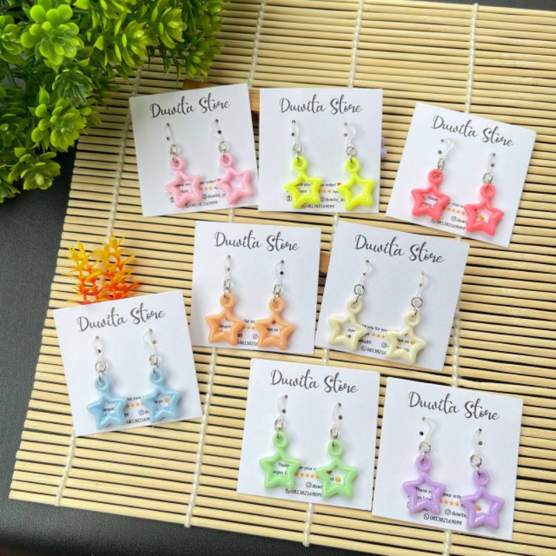 HANDMADE ANTING ANAK/DEWASA KAITAN PLASTIK MOTIF BINTANG