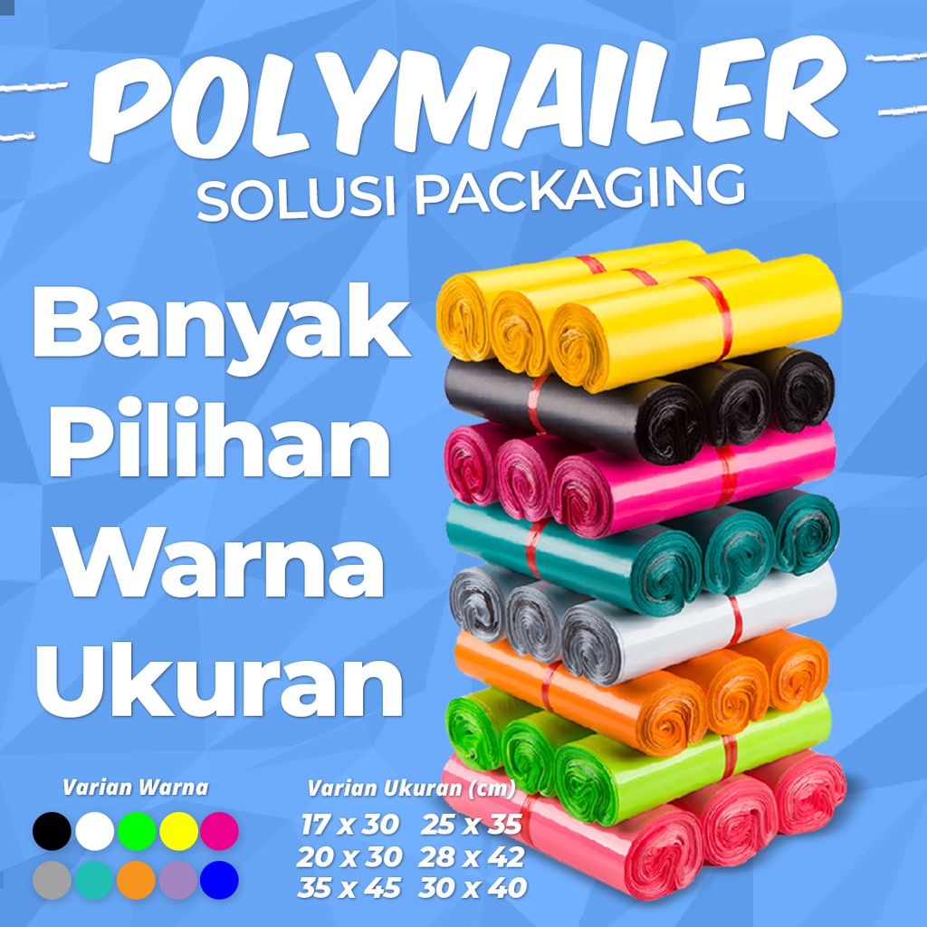 

[Termurah] Plastik Polymailer Premium Tebal Warna Lengkap Lem / Kantong Packing Olshop 100 PCS
