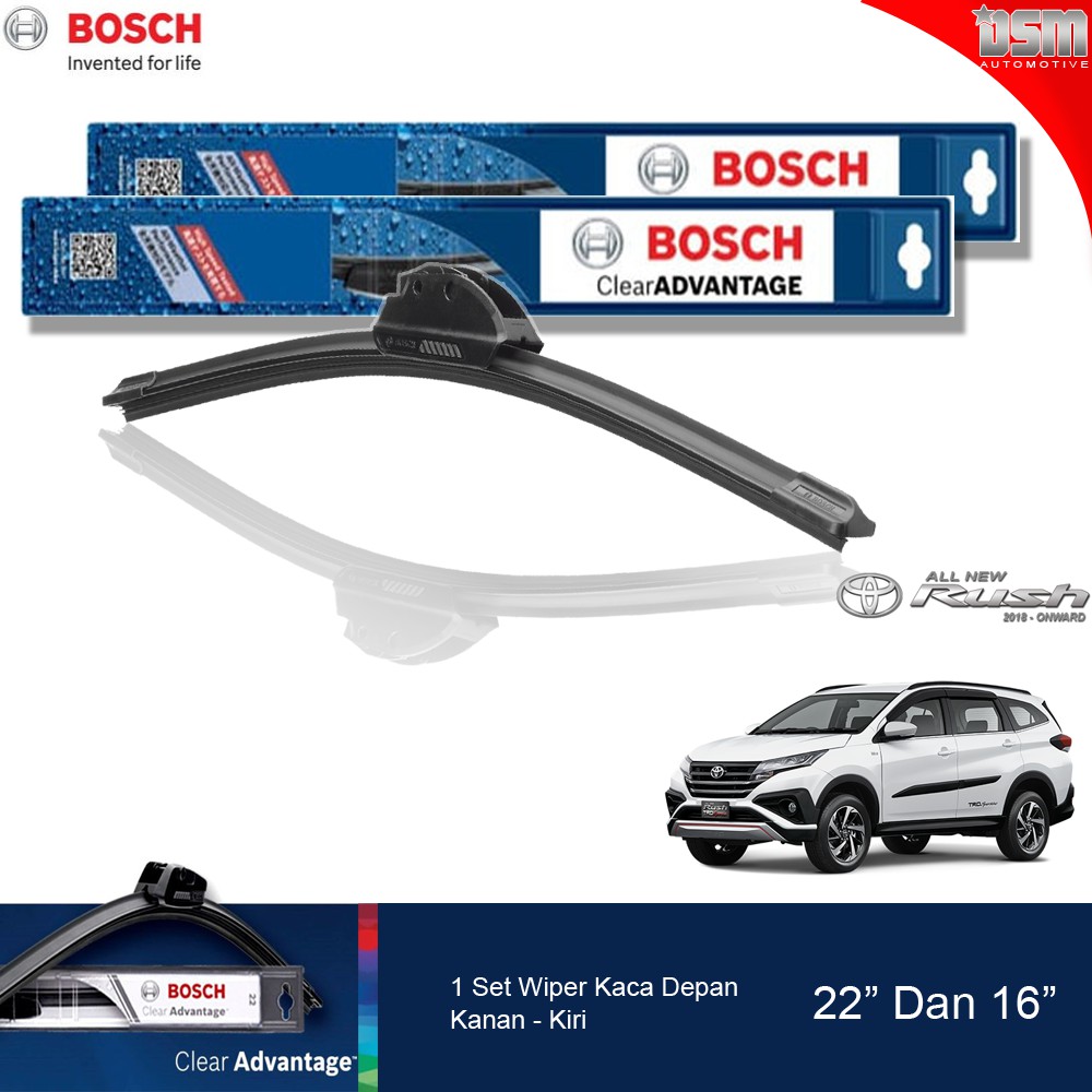 Bosch Clear Advantage Frameless / Wiper Frameless Toyota All New Rush 22&quot; dan 16&quot; / Wiper Depan rush