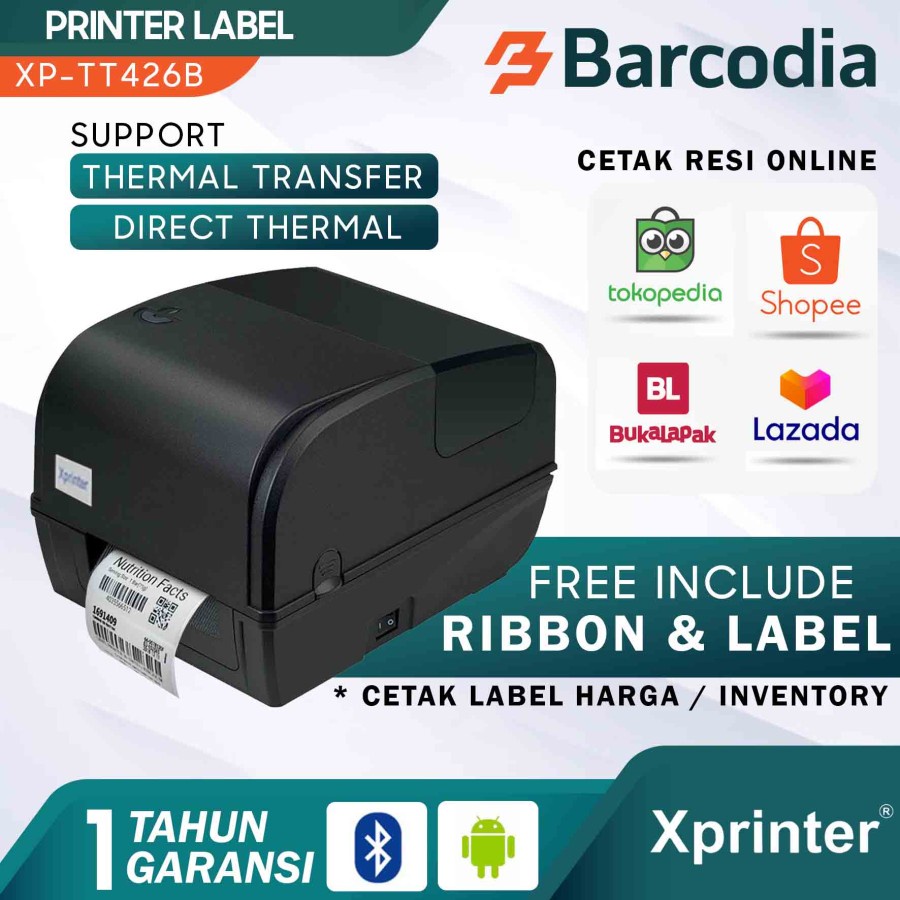 Xprinter XP-TT426B Printer Label Thermal Transfer &amp; Direct BLUETOOTH