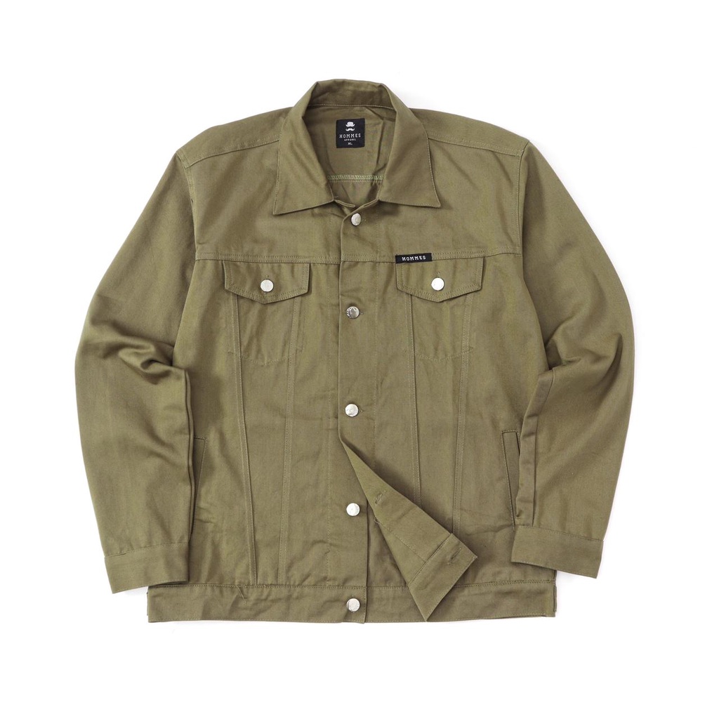 Hommes Apparel TJ013 Green Army Trucker Jacket