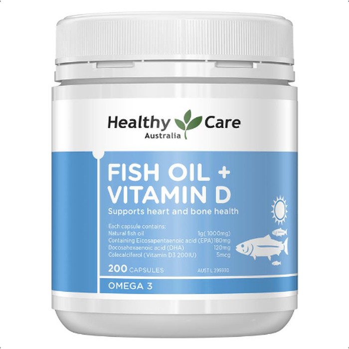 Healthy Care Fish Oil + Vitamin D - 200 Capsules
