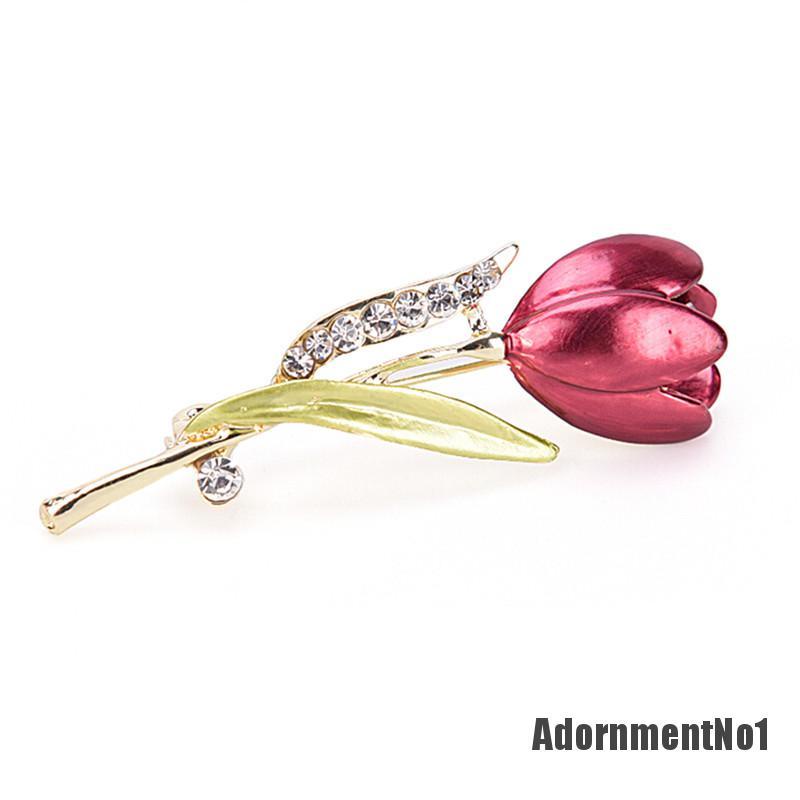 (Adornmentno1) Pin Bros Bunga Tulip Hiasan Kristal + Berlian Imitasi Elegan