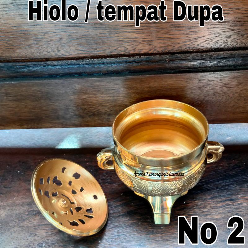 Tempat Bakar Dupa Buhur Kemenyan Bokor Hio Lo Dupa Kuningan 100% ASLI