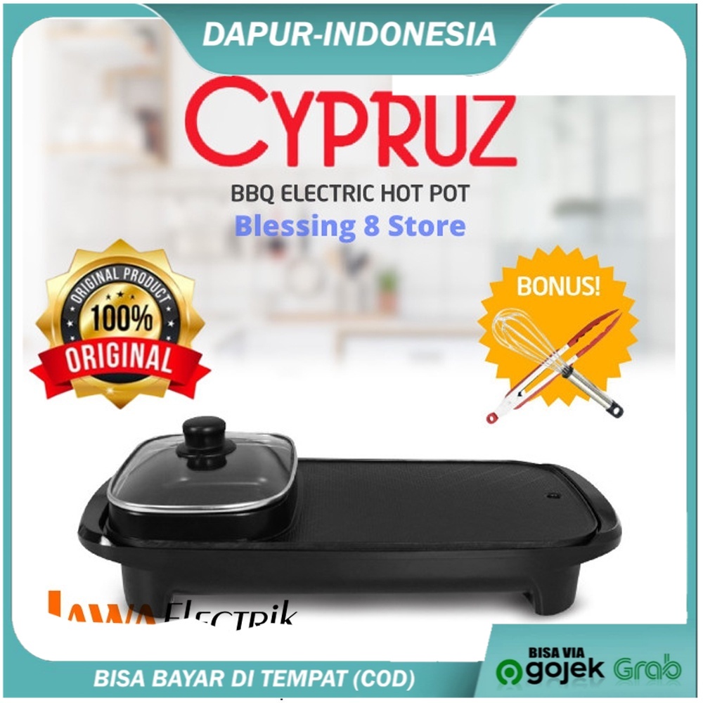 Cypruz BBQ Electric Hot Pot Shabu Suki Grill hotpot elektrik 2 in 1 NEW
