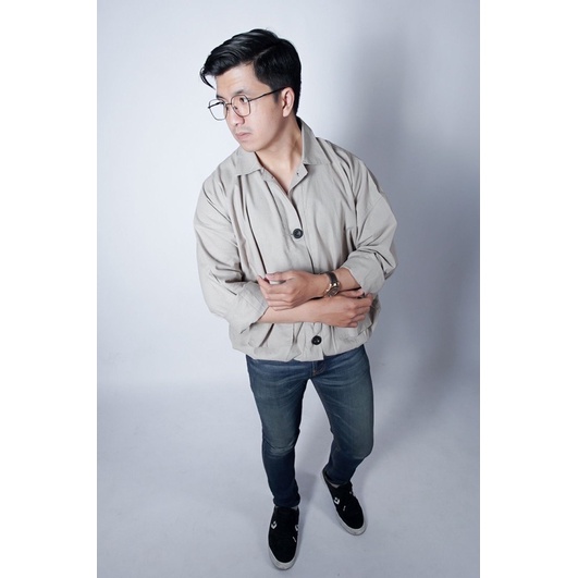 Jaket bomber cowok linen