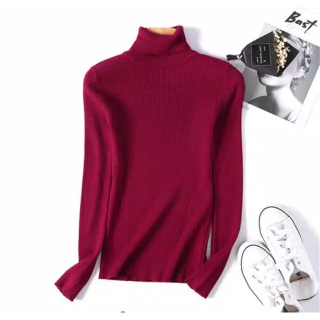 Pretty turtleneck atasan rajut wanita -NGROS