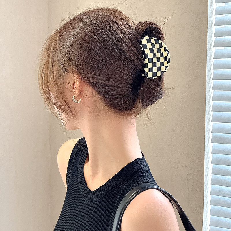 Black White Hair Clip Checkerboard Hairpin Big Size