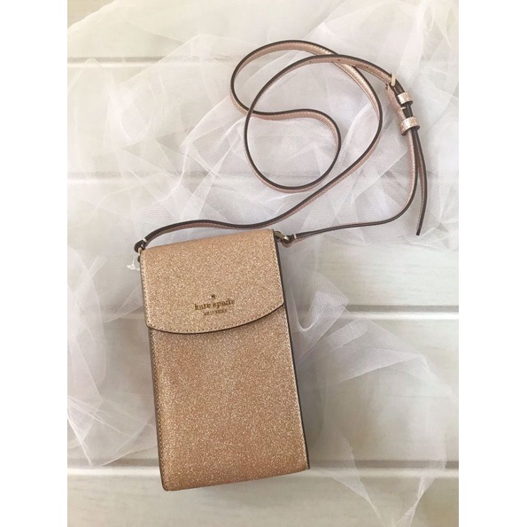 Tas HP Kate Spade Authentic Original / Shimmer Glitter Phone Crossbody Rose Gold i