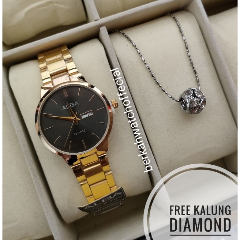 BISA COD✅Jam Tangan ALBA Anti Air Paket Kalung Titanium-A4