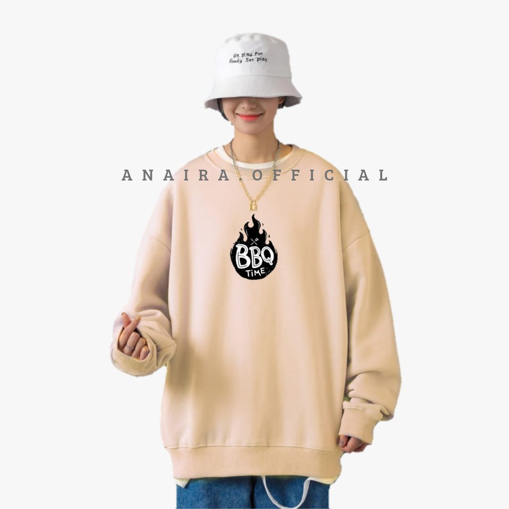 SWEATER OVERSIZE UNISEX PRIA WANITA BBQ TIME