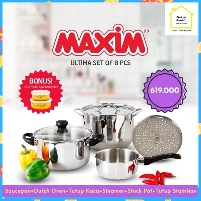 :::::::] MAXIM Panci Set Stainless / MAXIM Ultima Set of 8 pcs FREE Mixing Bowl