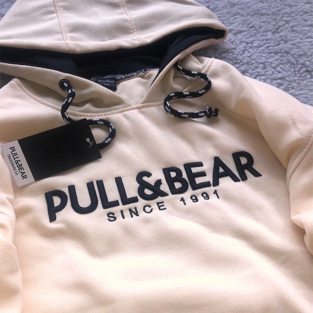 Free Paper Bag Hoodie Sweater Pull &amp; Bear Loreng &amp; Emboss 3D Font Timbul // Jaket Pull &amp; Bear Sablon Timbul Full Lebel dan Hantag Termurah