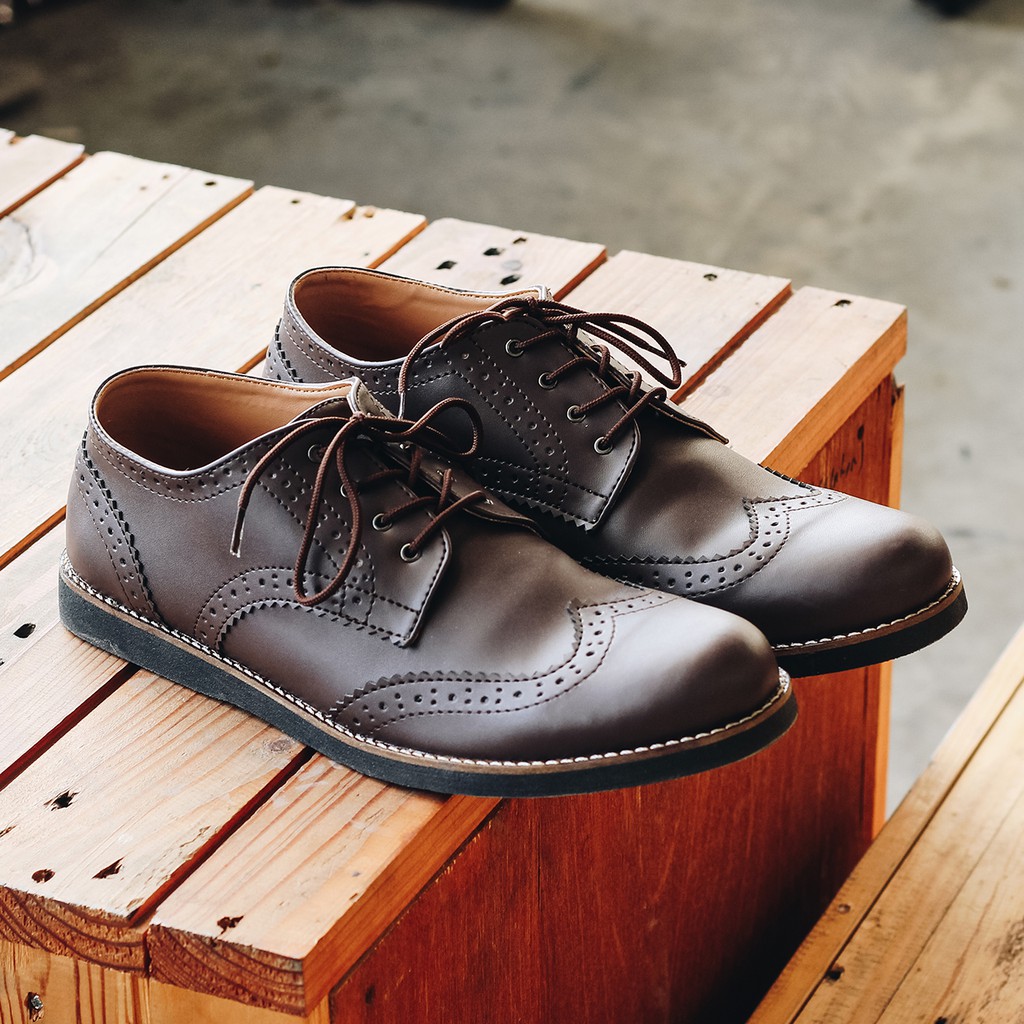 Alpha Brown | Sepatu Vintage Ori Klasik Kulit Pria Cowok Men Wingtip Footwear | FORIND x Lvnatica