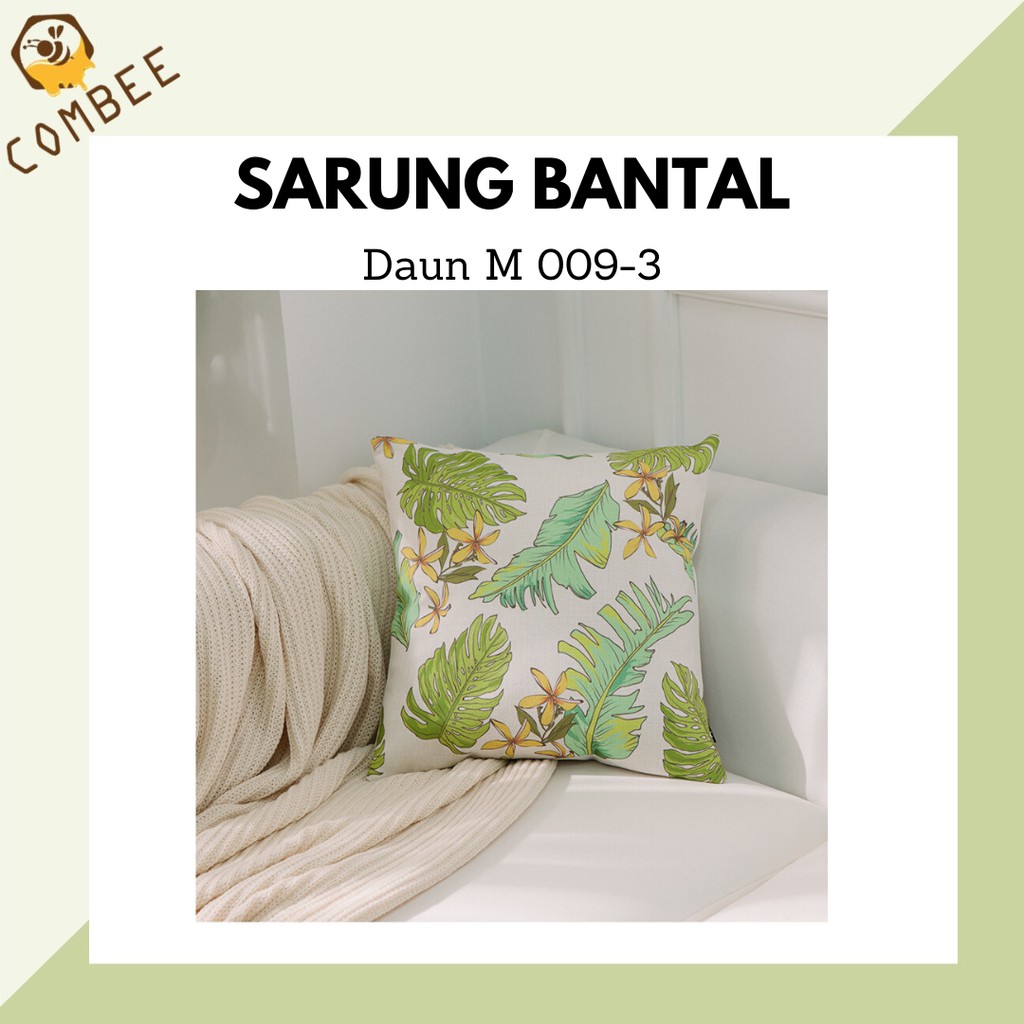 Pillow Case / Sarung Bantal / Sarung Tutup Bantal Sofa Kain Cotton Linen Daun M009