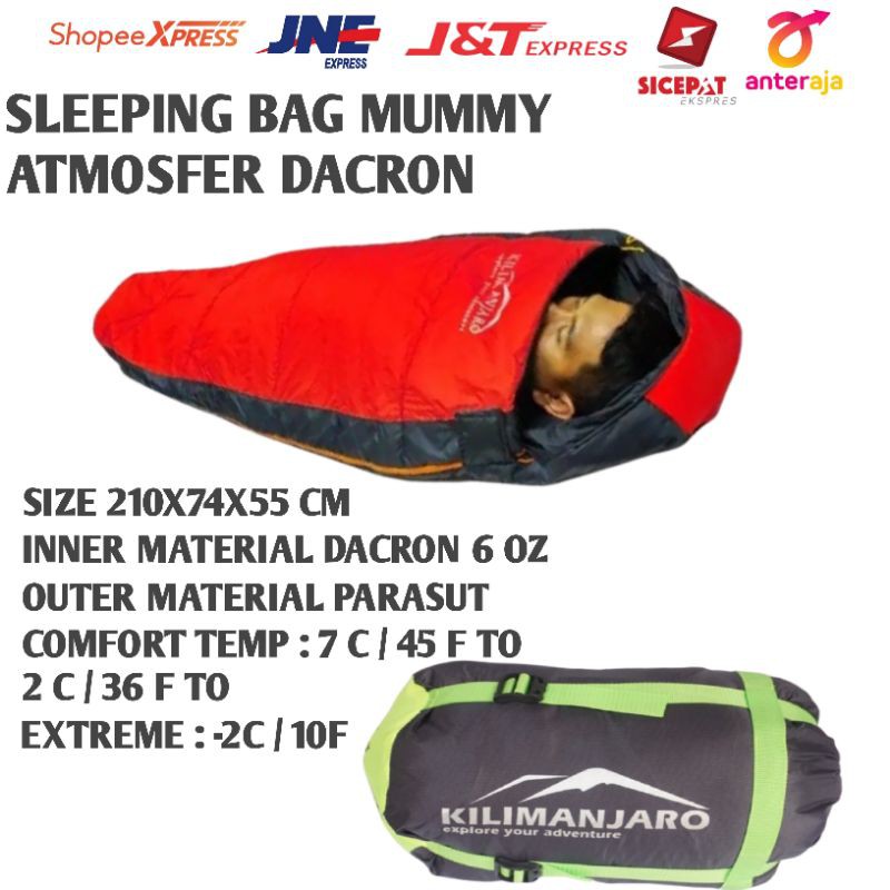 SLEEPING BAG BULU ANGSA / SLEEPING BAG MUMMY  ATMOSFER DACRON