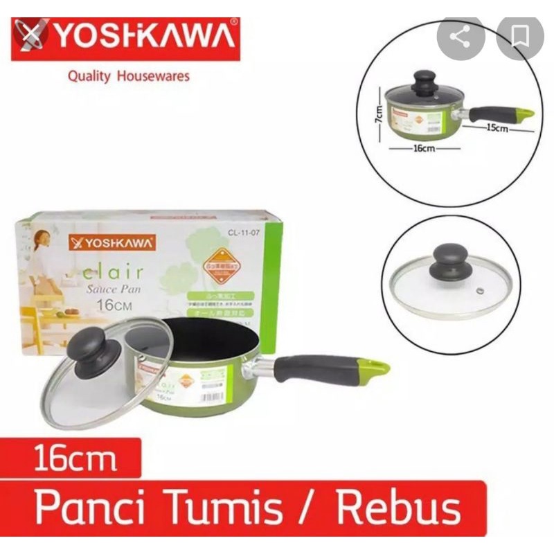 Yoshikawa Sauce Pan Clair 16 cm / Panci Susu Teflon Yoshikawa 16 cm