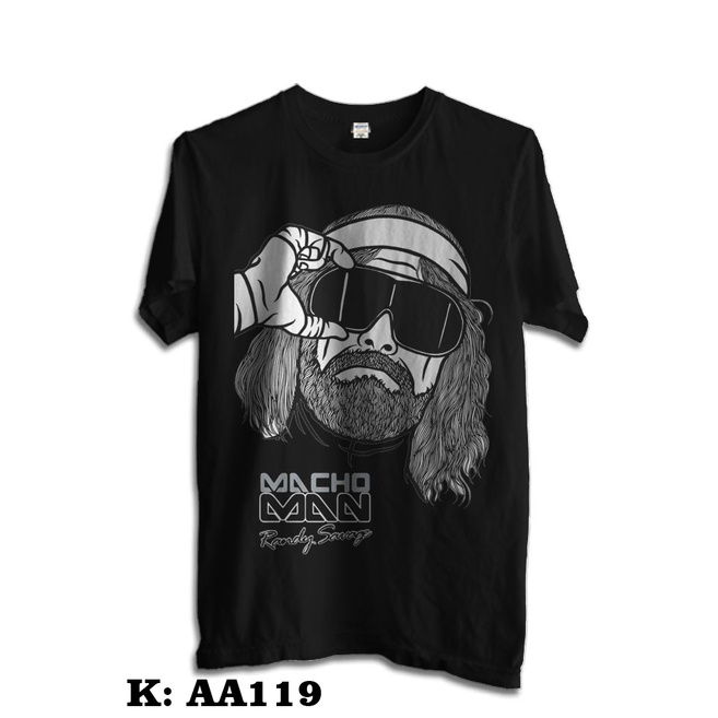 KAOS BAJU DISTRO MACHOMAN RANDY SAVAGE BLACK SUPERSOFT