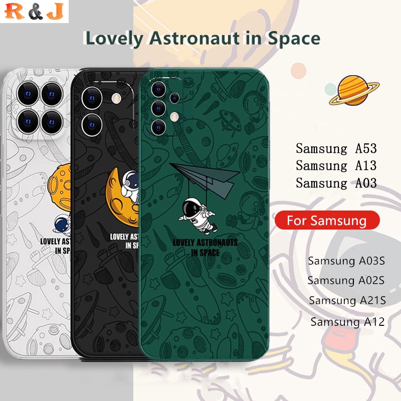 Casing Silikon Samsung A53 A13 A03 A12 A03S A02S A52 A52S A32 A72 A21S A11 A10 A20 A30 A50 A30S M12 M11 Motif Astronaut