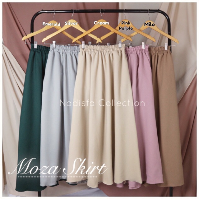 MOZA SKIRT ROK POLOS MEGAR MOSSCREPE SAKU BISA BIGSIZE