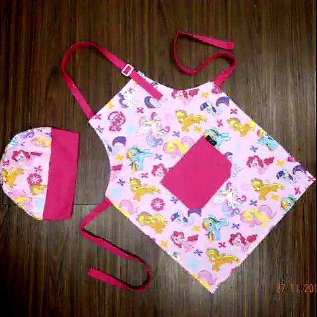 Celemek anak apron anak  &amp; topi koki motip karakter